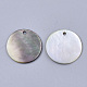 ブラックリップシェルペンダント  フラットラウンド  ブラック  14x1~2mm  穴：1.4mm&nbsp;SSHEL-S251-36B-2