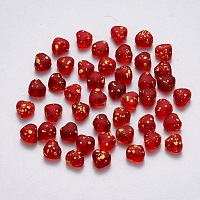 透明なスプレー塗装ガラスビーズ  ハート  暗赤色  6x6x4mm  穴：0.7mm&nbsp;GLAA-R211-02-E03