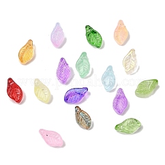 Glass Beads, Leaf, Mixed Color, 12x6.5x5mm, Hole: 0.8mm