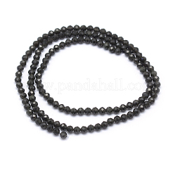 天然オブシディアンビーズ連売り  多面カット  ラウンド  4mm  穴：1mm  約95個/連  38cm&nbsp;G-E411-33-4mm