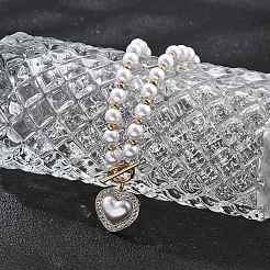 Ion Plating(IP) 304 Stainless Steel Crystal Rhinestone Heart Pendant Necklaces&nbsp;NJEW-P320-20G