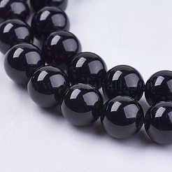グレード aa 天然トルマリン ビーズ 連売り  ラウンド  ブラック  8mm  穴：0.8mm  約46~48個/連  15.7インチ&nbsp;G-H1603-8mm