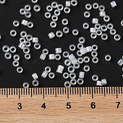 ガラスシードビーズ  不透明な色の虹  シリンダー  ホワイトスモーク  2.5x2mm  穴：1.4mm&nbsp;X-SEED-S042-13A-01