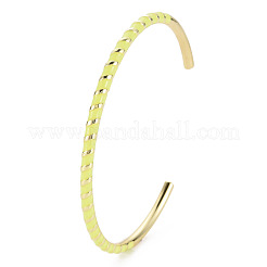 Twisted Brass Enamel Cuff Bangle&nbsp;BJEW-T020-02G-NF