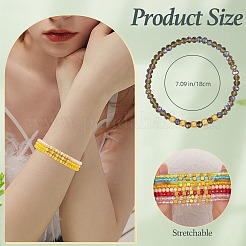 ガラスビーズのブレスレット  ストレッチブレスレット  ミックスカラー  7-1/8インチ（18cm）  30個/セット&nbsp;BJEW-SW01604-02