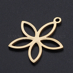 ステンレスペンダント201個  レーザーカットペンダント  花  ゴールドカラー  21x19.5x1mm  穴：1.5mm&nbsp;STAS-T054-JN777-2