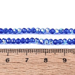 ABカラーメッキ透明ガラスロンデルビーズ連売り  多面カット  藤紫色  2.5x2mm  穴：0.5~0.9mm  約148~159個/連  11.42~13.19''（29~33.5センチメートル）&nbsp;EGLA-T029-2mm-10P