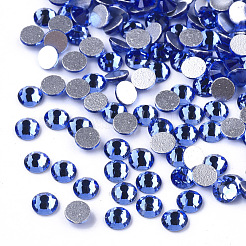 ガラスラインストーンフラットバックカボション  バックメッキ  多面カット  半円  サファイア  ss8  2.3~2.4x1mm  約1440個/袋&nbsp;RGLA-S002-08SS-04