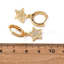 Star Brass Micro Pave Clear Cubic Zirconia Hoop Earrings&nbsp;EJEW-F384-04G