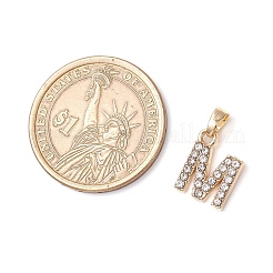クリスタルラインストーンチャーム付き合金26個  a～zの文字  ゴールドカラー  11~14x4~14x2~2.5mm  穴：3x5mm&nbsp;PALLOY-JF03697