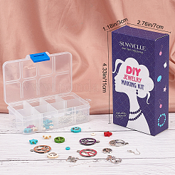 平和をテーマにしたDIYイヤリング作りキット  平和のサイン＆スター＆ロンデル合成ターコイズビーズを含む  合金ペンダント  アイアンピンのパーツ  真鍮のピアスフック  ミックスカラー  合計：104ピース/箱&nbsp;DIY-SC0013-53