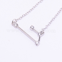 合金ラインストーンペンダントネックレス  星座/星座  プラチナ  牡羊座  17.08インチ（43.4cm）  16x23x3mm&nbsp;NJEW-WH0007-02C