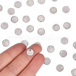 304ステンレススチール製刻印入りブランクタグペンダント  フラットラウンド  ステンレス鋼色  8x0.6mm  穴：1.5mm&nbsp;STAS-PH0010-25