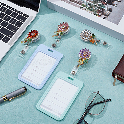 4Pcs Alloy Rhinestone Clip-On Retractable Badge Holders&nbsp;HJEW-NB00304