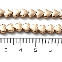 合成磁気無しヘマタイトビーズ連売り  ハート  ライトゴールドメッキ  6x6~6.5x3mm  穴：0.8mm  約73個/連  15.75''（40センチメートル）&nbsp;G-M095-M01-01KCG