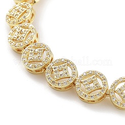 Rack Plating Brass Cubic Zirconia Flat Round Link Chain Bracelets for Women&nbsp;BJEW-D032-02G