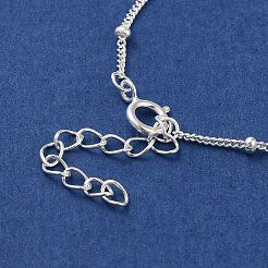 女性用スターリングシルバーサテライトチェーンブレスレット925個  銀  6-3/4インチ（17.3cm）  1mm&nbsp;BJEW-E101-01S-06