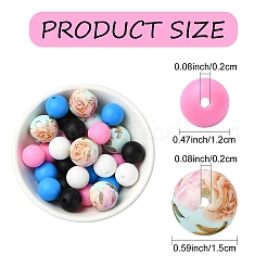 30Pcs 5 Colors Food Grade Eco-Friendly Silicone Focal Beads&nbsp;SIL-YW0001-24A