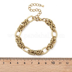 パンク ヒップホップ スタイル 304 ステンレス リング ノット リンク チェーン ブレスレット 女性用  14KGP本金メッキ  6-7/8インチ（17.5cm）&nbsp;BJEW-Z084-03G