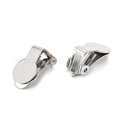 変色しにくい304ステンレススチールのクリップ式イヤリング金具  フラットラウンド  ステンレス鋼色  16x9x10mm  穴：3mm  トレイ：9mm&nbsp;LS-STAS-G250-03P