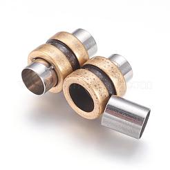 304ステンレススチール製マグネット留め具、接着端付き  コラム  アンティークブロンズ  16x10mm  穴：6mm&nbsp;STAS-F123-08AB