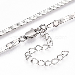 Brass Flat Snake Chain Necklaces for Women Men&nbsp;NJEW-N054-03P