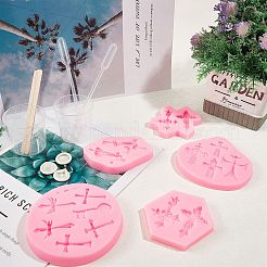 DIYのペンダント作り  シリコンモールド付き  プラスチック計量カップとピペット  ラテックス指サックと木製クラフトスティック  ミックスカラー&nbsp;DIY-OC0001-96