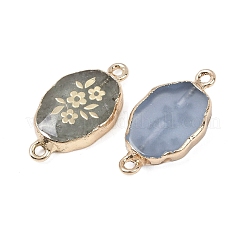 Opalite & Natural Amethyst & Green Aventurine & Quartz Crystal & Amazonite & Tiger Eye Oval Links Connector Charms&nbsp;KK-F921-12G