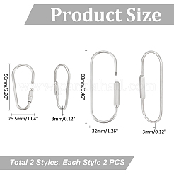 4Pcs 2 Styles 304 Stainless Steel Screw Carabiner Lock Charms&nbsp;STAS-UN0059-93