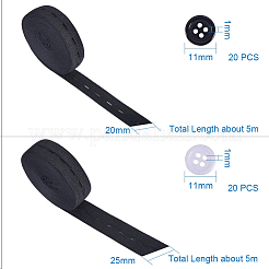 平らな弾性ゴムバンド  ウェビング衣類縫製アクセサリー  フラットラウンド  ミックスカラー  20mm  約5.46ヤード（5m）/ロール  2roll  25mm  約5.46ヤード（5m）/ロール  2roll  11x2mm  穴：1mm  40pc&nbsp;EC-PH0001-05