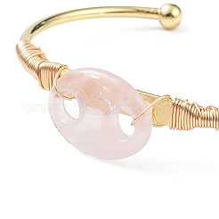 Gemstone Coffee Bean Open Cuff Bangle&nbsp;BJEW-G660-01G