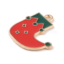 クリスマステーマ合金エナメルペンダント  ライトゴールド  クリスマスソックス  20x20x1.5mm  穴：1.6mm&nbsp;LS-ENAM-Z010-05A-KCG