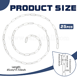11.25m 真鍮ペーパークリップ チェーン  溶接されていない  銀  9x3x0.5mm  約36.91フィート（11.25m）/セット&nbsp;CHC-BC0001-27S
