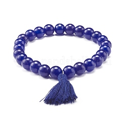 Dyed Natural Malaysia Jade Round Beads Stretch Bracelets Set&nbsp;BJEW-JB06956
