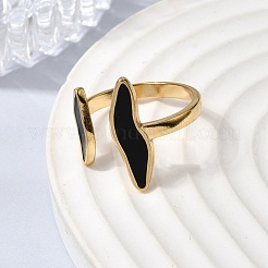 Wave Irregular 304 Stainless Steel Open Cuff Rings for Women&nbsp;RJEW-A091-19G