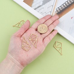 滑らかな表面の合金オープンバックベゼルペンダント  UVレジンDIY用  エポキシ樹脂  プレスジュエリー  四角形  マットゴールドカラー  40x24x1.5mm  穴：1.8mm&nbsp;PALLOY-S117-153