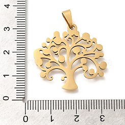 ステンレスペンダント201個  レーザー切断  生活のチャームの木  ゴールドカラー  28x29.5x1.5mm  穴：8.5x4.5mm&nbsp;STAS-R132-15G-03