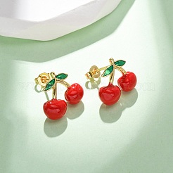 Brass Enamel Stud Earrings&nbsp;EJEW-D322-06G-03