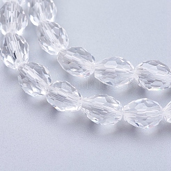 ガラスビーズ連売り  多面カット  ドロップ  透明  7.5~8x6mm  穴：1.5mm  約66~68個/連  15.7インチ&nbsp;GC890Y-3