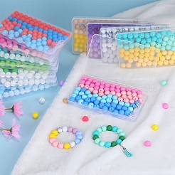 80Pcs 4 Style Round Silicone Focal Beads&nbsp;SIL-SZ0001-22A