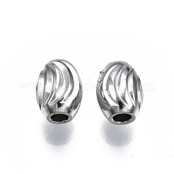 変色しにくい201ステンレススチール製波形ビーズ  オーバル  ステンレス鋼色  5x4mm  穴：1.5mm&nbsp;STAS-S117-015A