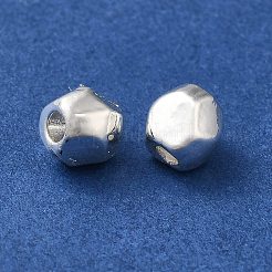 楕円形の卵合金ファセットビーズ  長持ちメッキ  ラックめっき  銀  5x5x5mm  穴：1.6mm&nbsp;FIND-G066-01S