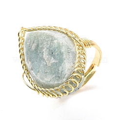 Natural Amazonite Horse Eye Wrapped Adjustable Ring&nbsp;G-D458-03G-08-RS