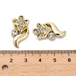 合金クリスタルペンダント  ラインストーン付き  キツネのチャーム  ゴールドカラー  23.5x13x4mm  穴：1.6mm&nbsp;FIND-I043-02G