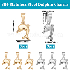 6Pcs 2 Colors 304 Stainless Steel Pendants&nbsp;STAS-BBC0007-25