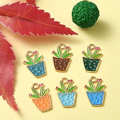 6Pcs 6 Colors Alloy Enamel Pendants&nbsp;ENAM-YW0002-47