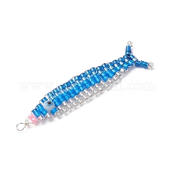 銅線ガラスシードビーズのサンマペンダント  ランプワークの目を持つ  ミックスカラー  54.5x13.5x2.5mm  穴：1.8mm&nbsp;PALLOY-MZ01105
