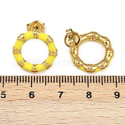304ステンレススチール製エナメルリングスタッドピアス  ゴールドカラー  ミックスカラー  16mm&nbsp;EJEW-K268-16G