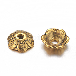 6-Petal Tibetan Style Alloy Flower Bead Caps&nbsp;LS-TIBEB-P002-03AG-NR