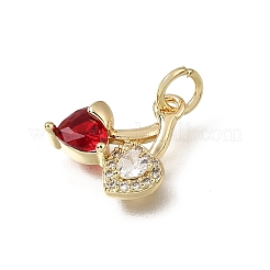 Brass Pave Red Cubic Zirconia Charms&nbsp;CU-L001-08G